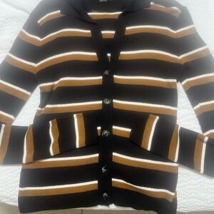 Sanctuary Black and Tan Striped Sweater size small